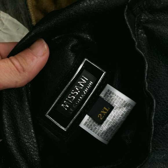 Missani Le Collezioni Reversible Leather Jacket Cashmere Wool Blend Mens 2XL - Picture 11 of 15